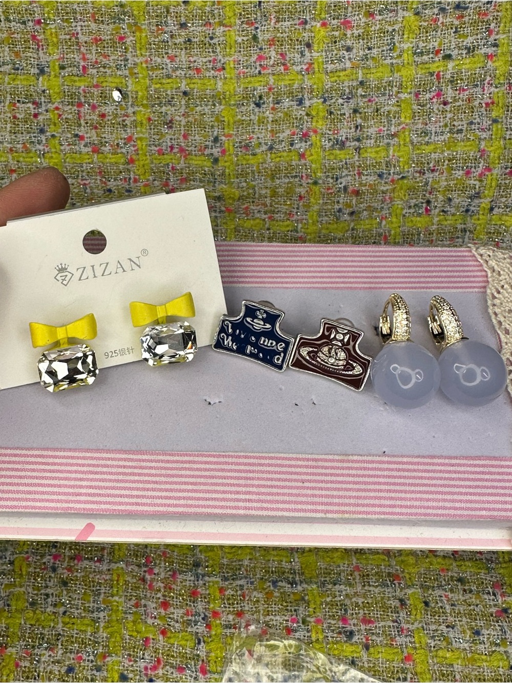 Bow & Crystal Stud Earrings 3 pair’s